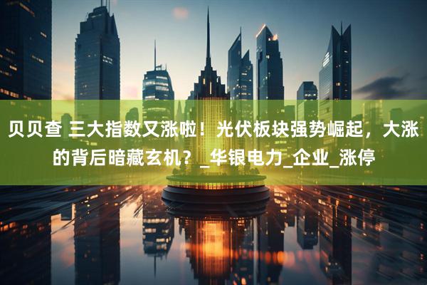 贝贝查 三大指数又涨啦！光伏板块强势崛起，大涨的背后暗藏玄机？_华银电力_企业_涨停